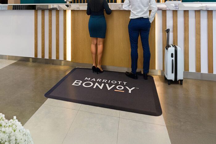My Logo Mat | Comfortprint Hd Logo Mat Indoor Anti Fatigue Marriott Hotel Front Desk