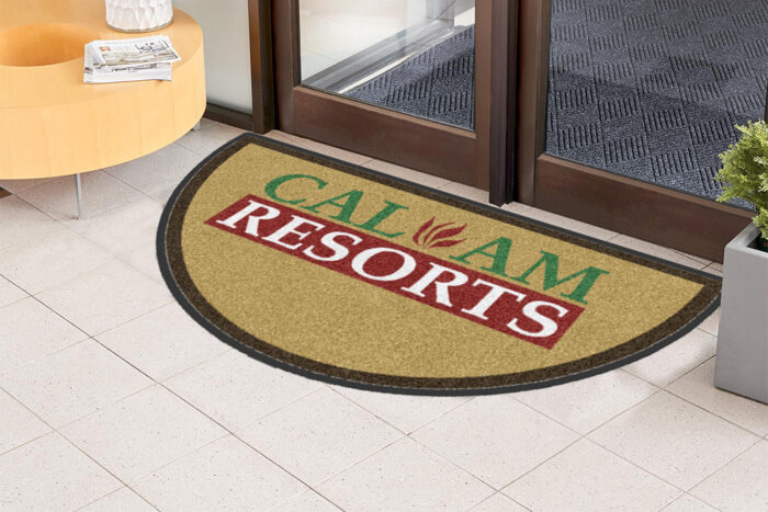 My Logo Mat | Custom Shape Ultraprint Logo Mats Indoor Calam Resorts Entrance Doorway Half Circle